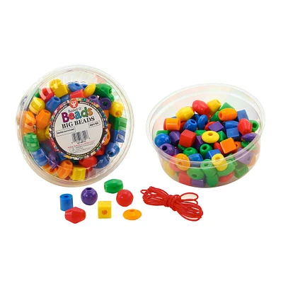 Hygloss® Bucket O' Beads Opaque Assorted Big Beads with Lacing Lanyard
