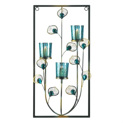 19" Peacock Candle Wall Sconce
