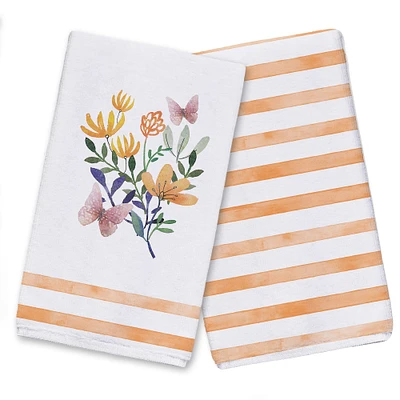 Butterflies and Flowers Tea Towel - Set of 2