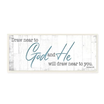 Stupell Industries Draw Near to God Phrase Charming Faith Based Wood Wall Plaque