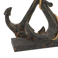 16" Black Metal Anchor Sculpture