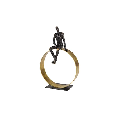 Black Resin Modern Sculpture, Man 15" x 9" x 5"