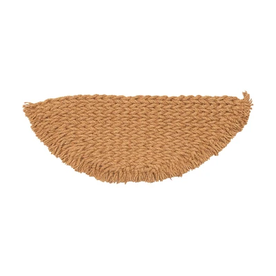 Woven Natural Coir Half Round Doormat with Fringe