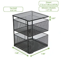 Mind Reader Black 2-Tier Metal Mesh Magnetic Organizer Slide Out Basket Drawer