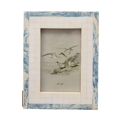 Blue & Ivory Wood Resin 4" x 6" Photo Frame