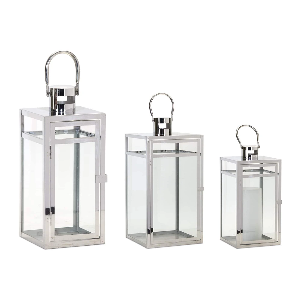 Stainless Steel Lantern Set, 11.75", 16" & 20.5"