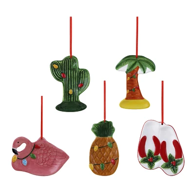 5ct. Ceramic Tropical Ornaments