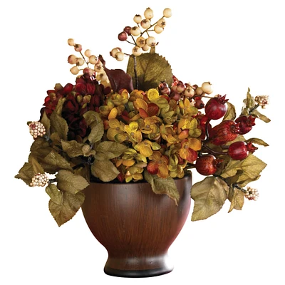 12'' Autumn Hydrangea in Round Vase