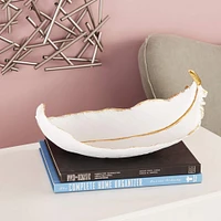 13" White Resin Glam Decorative Bowl