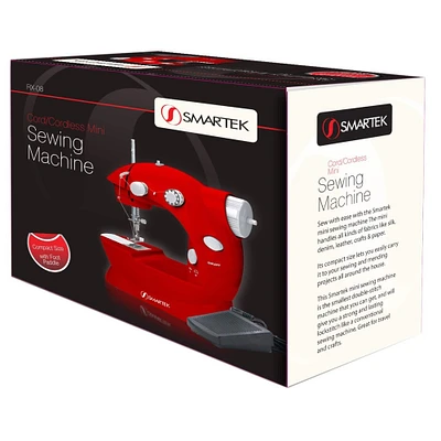 Smartek Red Mini Sewing Machine With Foot Pedal