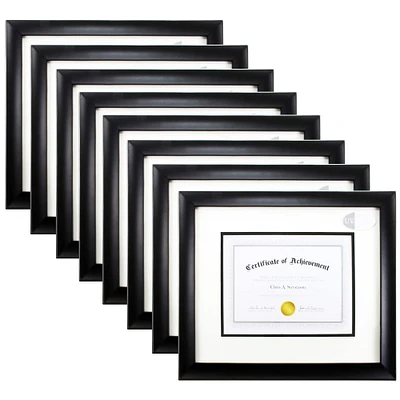 8 Pack: Black, 13" x 15.5" With 8.5" x 11" Double Mat, Document Frame by Studio Décor®