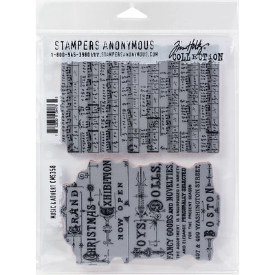 Stampers Anonymous Tim Holtz® Music & Advert Cling Stamps