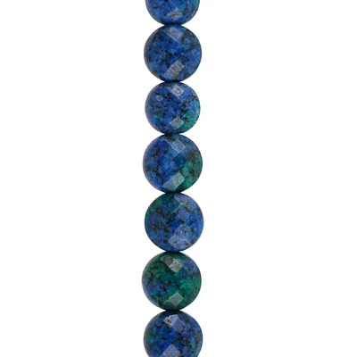 12 Pack: Blue Chrysocolla Faceted Coin Beads, 8mm by Bead Landing™