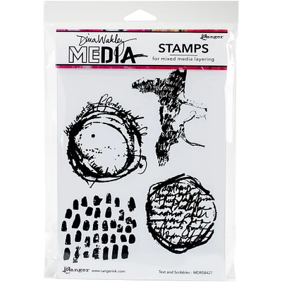 Dina Wakley Media Cling Text & Scribbles Stamps
