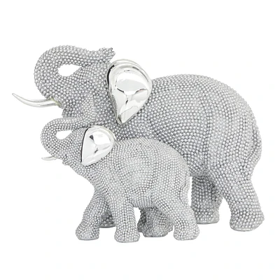 9" Silver Glam Elephant Sculpture