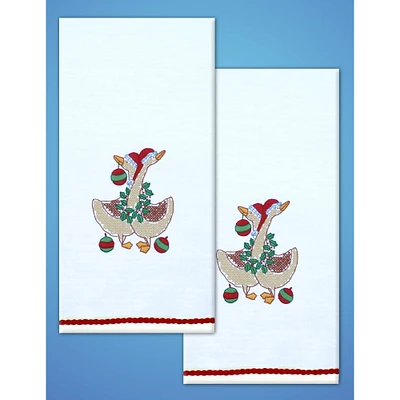 Tobin Christmas Geese Stamped For Embroidery Kitchen Towels