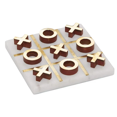 White & Gold Marble Tic-Tac-Toe Game Set