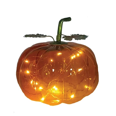 6" Glass LED Pumpkin Décor