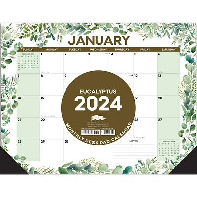 2024 Eucalyptus & Succulents Monthly Desk Calendar