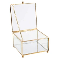 Home Details Vintage Mirrored Bottom Gold Square Keepsake Box