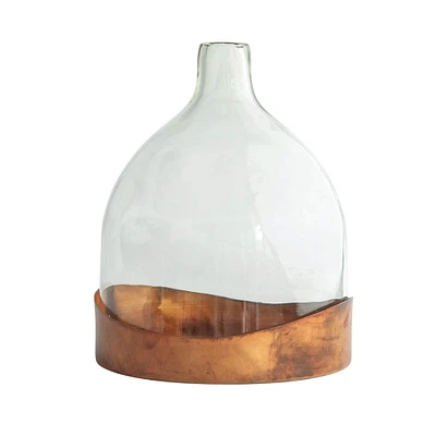 Hello Honey® Glass Cloche with Antique Copper Metal Tray