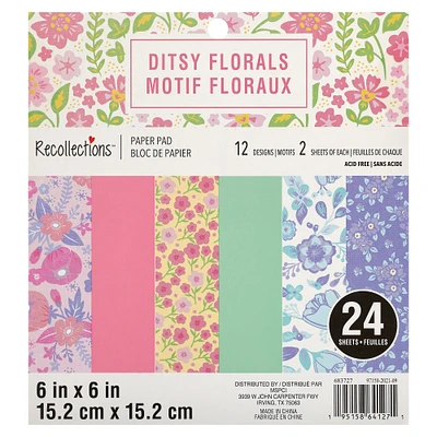 Ditsy Floral Paper Pad by Recollections™, 6" x 6"