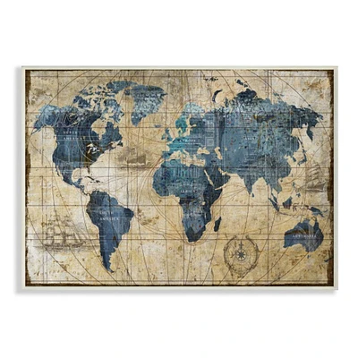 Stupell Industries Vintage World Map Design Wall Plaque