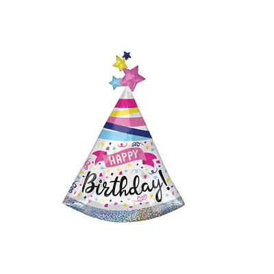 36" Happy Birthday Party Hat Mylar Balloon