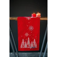 Vervaco Christmas Trees & Forest Animals Stamped Table Runner Cross Stitch Kit