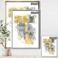 Designart - Moving In and Out of Traffic II Yellow Grey - Geometric Canvas in Gold Frame