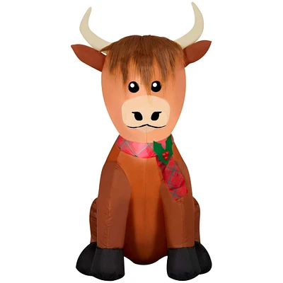 3.5ft. Airblown® Inflatable Christmas Highland Cow with Plush Accents