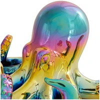 11" Multicolor Shiny Ceramic Octopus Sculpture