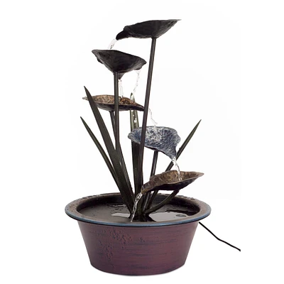 22" Metal Lotus Leaf Fountain