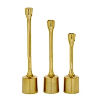 CosmoLiving by Cosmopolitan Set of 3 Gold Candle Holder 14", 12", 10"