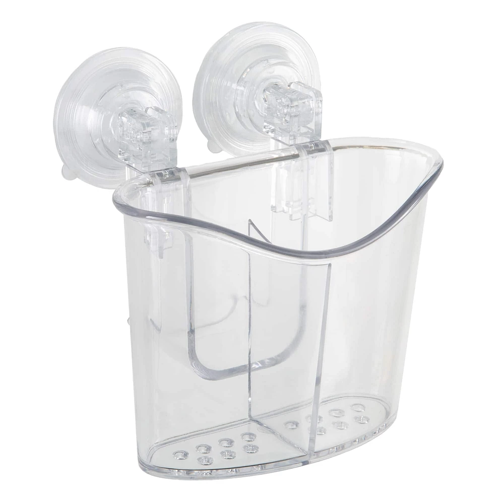 Bath Bliss Clear 2 Compartment Power Locking Suction Caddy