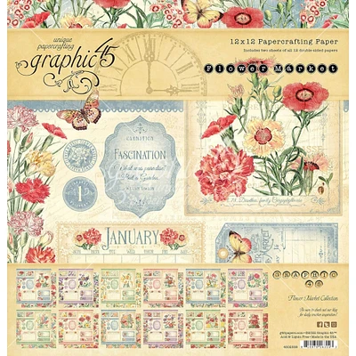 Graphic 45 Flower Market Collection Pack, 12" x 12"