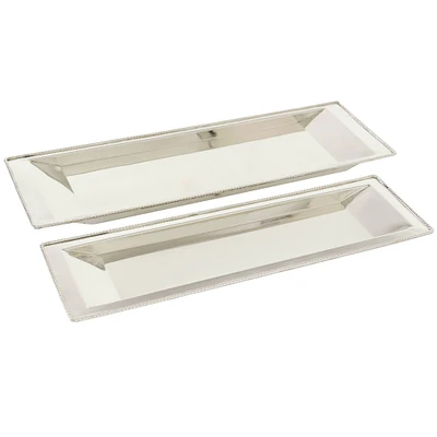 The Novogratz Set of 2" White Stainless Steel Traditional Tray, 22", 25"