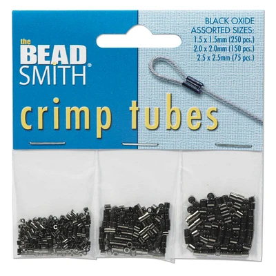 The Beadsmith® Assorted Black Oxide Crimp Tubes