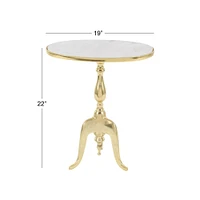 22'' Gold Stone Traditional Accent Table