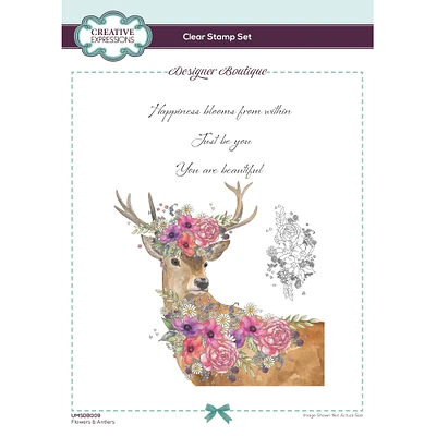 Creative Expressions Designer Boutique Flowers & Antlers Clear Stamp Set