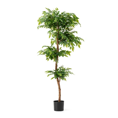 Glitzhome® 5ft. Creative Shaped Faux Ficus Tree in Pot