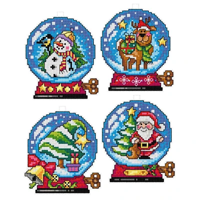 Orchidea Plastic Canvas Counted Cross Stitch Kit With Plastic Canvas Christmas Balls Set of 4 Designs