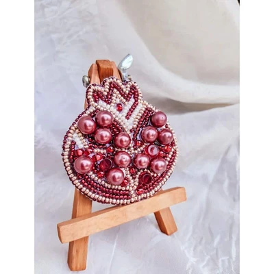 Crystal Art Beadwork Kit For Creating Brooch Pomegranate