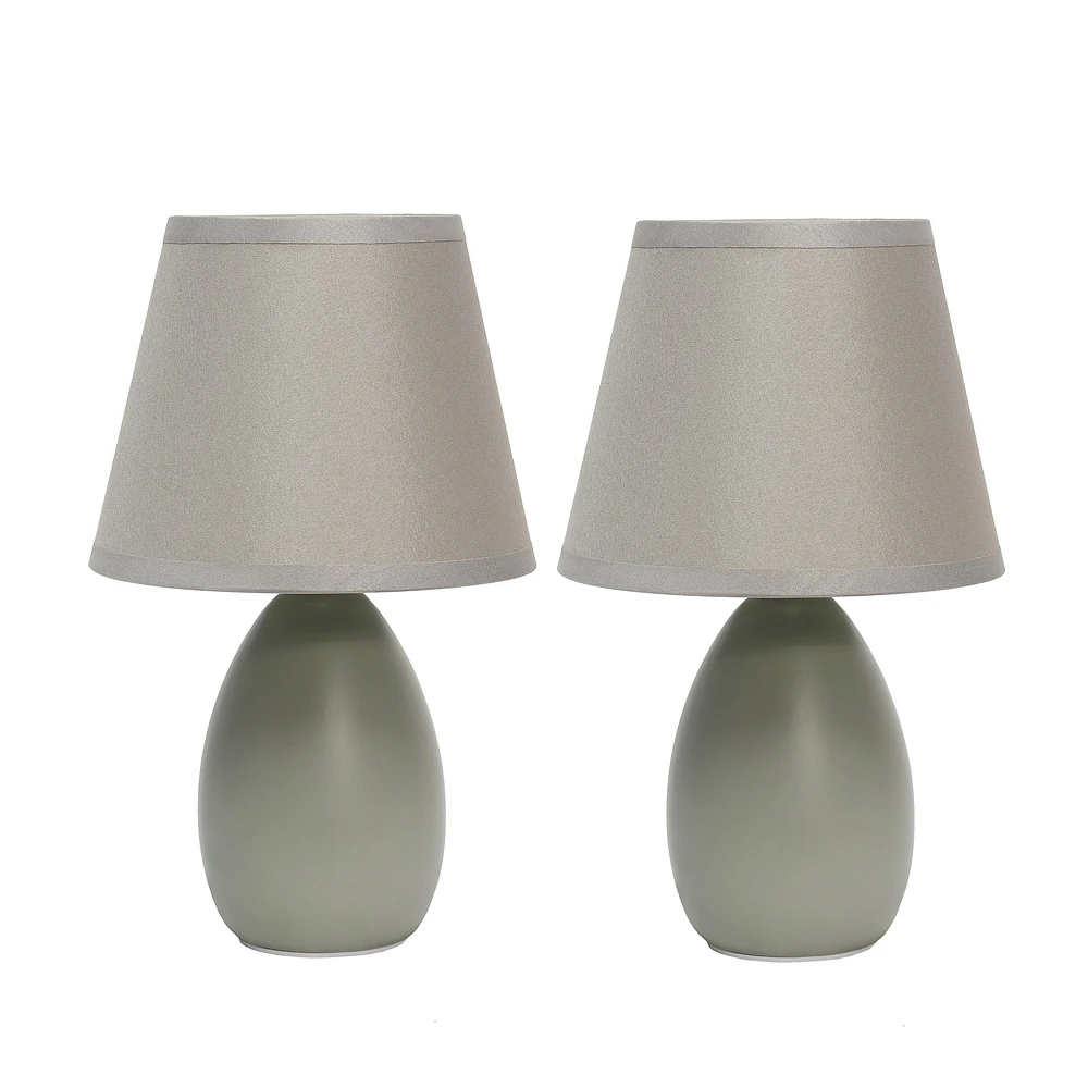 Simple Designs Mini Egg Oval Ceramic Table Lamp