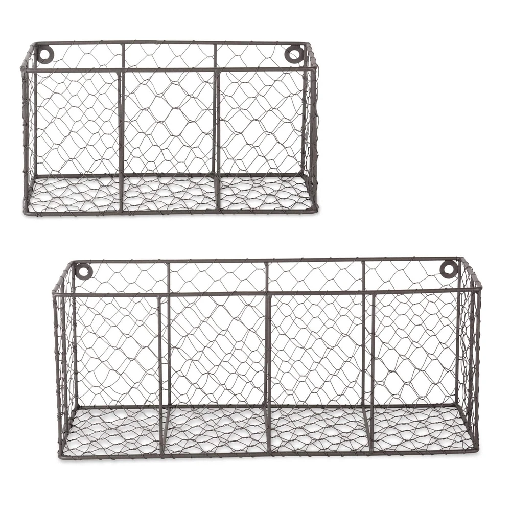 DII® Gray Wall Mount Chicken Wire Basket Set