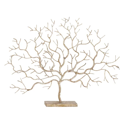 32" Silver Metal Tree Sculpture