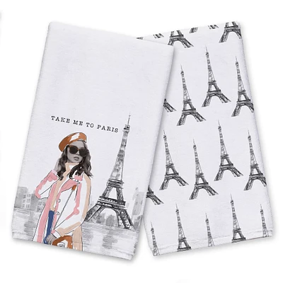 Fashionista In Paris 16" x 25" Tea Towel Set of 2