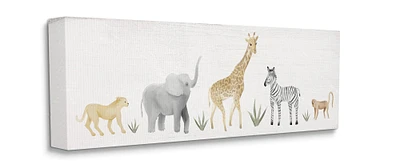 Stupell Industries Adorable Jungle Animals Wildlife Illustration Elephant Giraffe Canvas Wall Art 