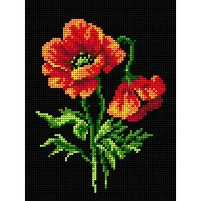 Orchidea Needlepoint Canvas For Halfstitch Without Yarn Red Poppies - Printed Tapestry Canvas