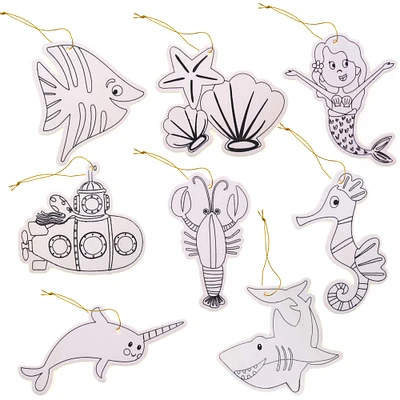 Sealife Color-In Wood Ornaments by Creatology™